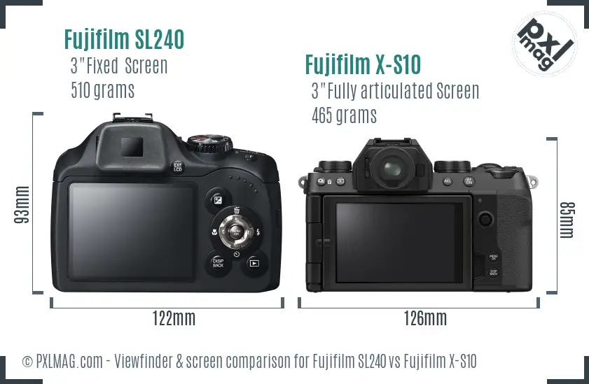 Fujifilm SL240 vs Fujifilm X-S10 Screen and Viewfinder comparison