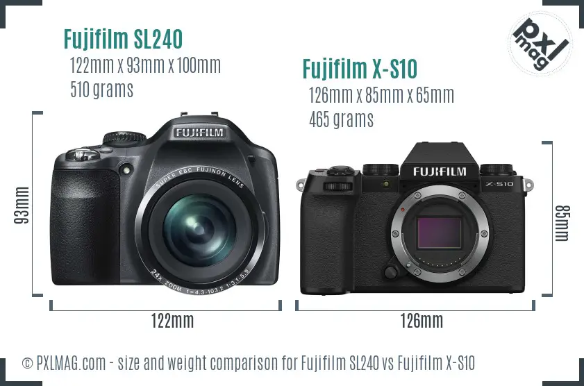 Fujifilm SL240 vs Fujifilm X-S10 size comparison