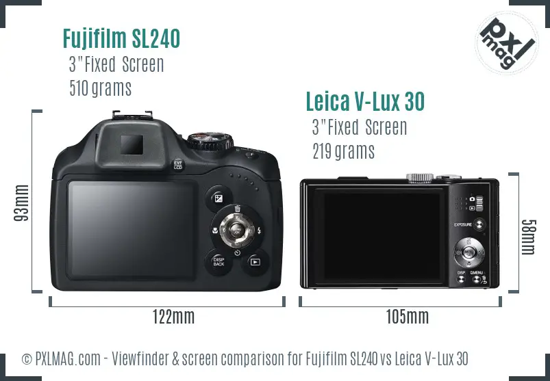 Fujifilm SL240 vs Leica V-Lux 30 Screen and Viewfinder comparison