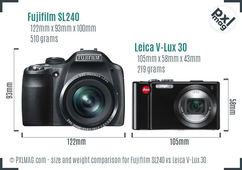 Fujifilm SL240 vs Leica V-Lux 30 size comparison