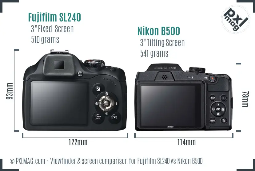 Fujifilm SL240 vs Nikon B500 Screen and Viewfinder comparison