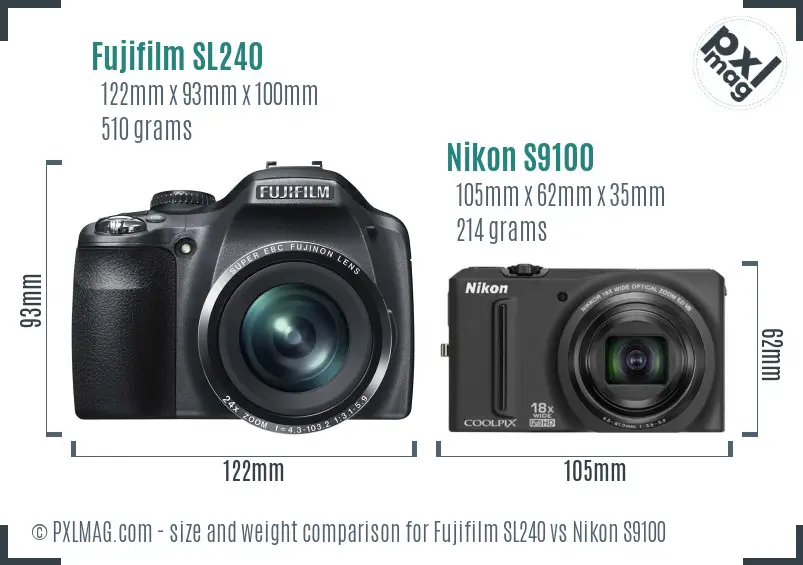 Fujifilm SL240 vs Nikon S9100 size comparison Fujifilm SL240 vs Nikon S9100 size comparison