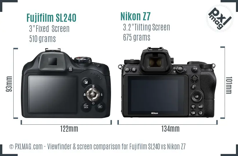 Fujifilm SL240 vs Nikon Z7 Screen and Viewfinder comparison Fujifilm SL240 vs Nikon Z7 Screen and Viewfinder comparison