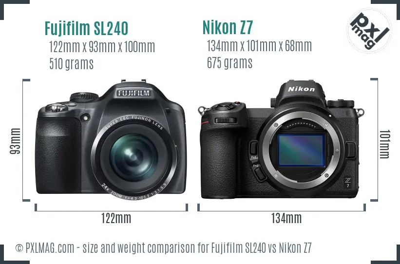 Fujifilm SL240 vs Nikon Z7 size comparison Fujifilm SL240 vs Nikon Z7 size comparison
