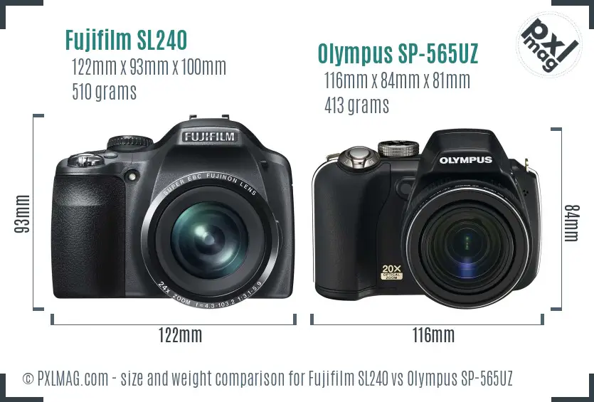 Fujifilm SL240 vs Olympus SP-565UZ size comparison