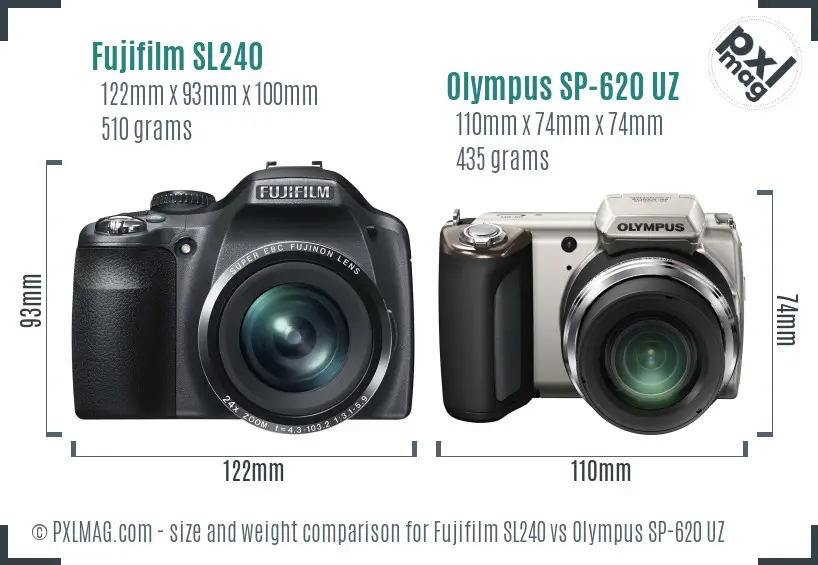 Fujifilm SL240 vs Olympus SP-620 UZ size comparison