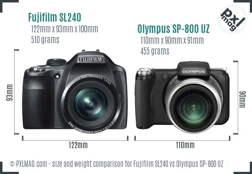 Fujifilm SL240 vs Olympus SP-800 UZ size comparison