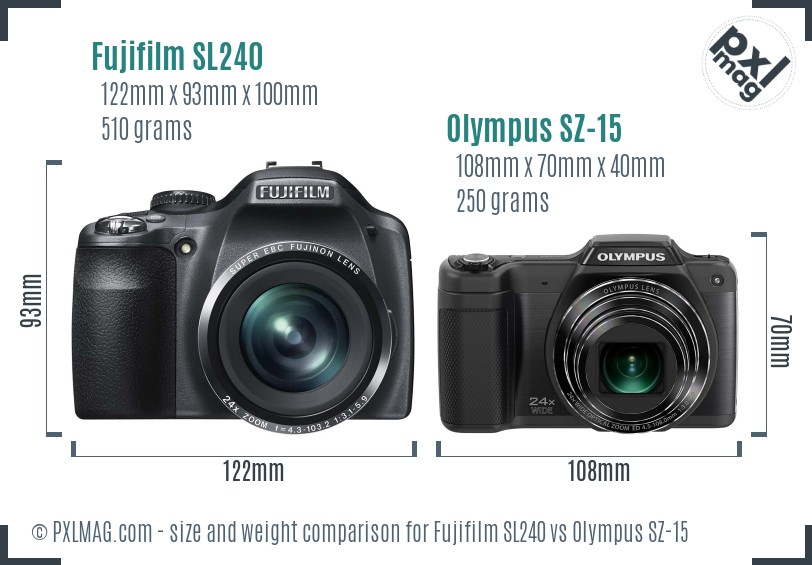 Fujifilm SL240 vs Olympus SZ-15 size comparison Fujifilm SL240 vs Olympus SZ-15 size comparison