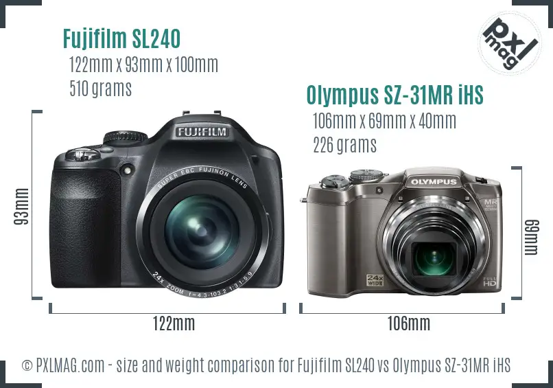 Fujifilm SL240 vs Olympus SZ-31MR iHS size comparison