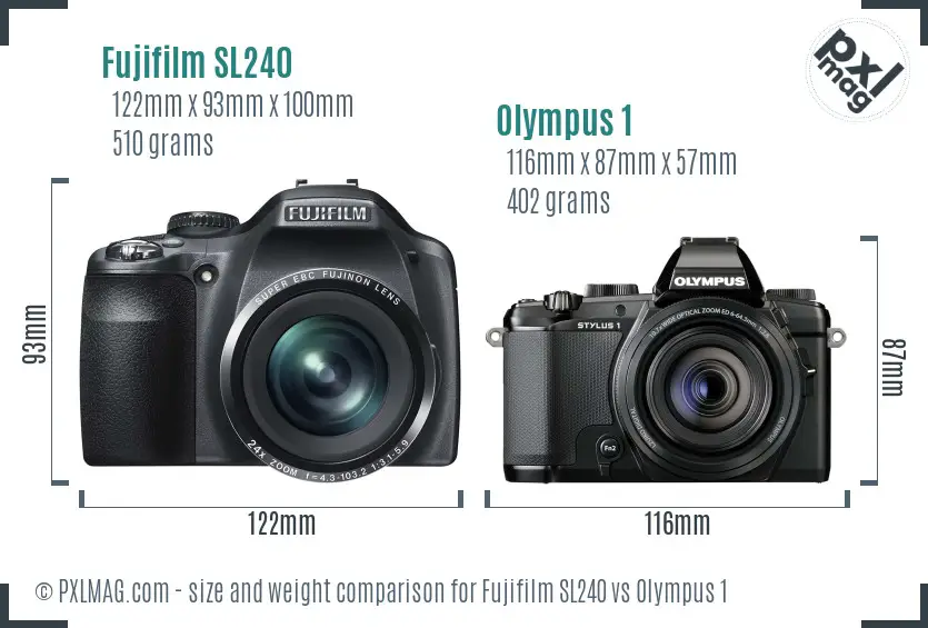 Fujifilm SL240 vs Olympus 1 size comparison