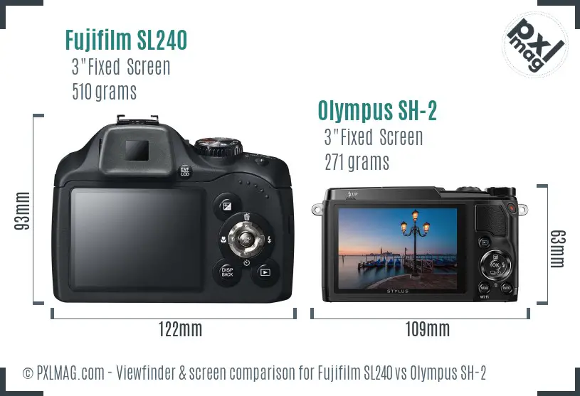 Fujifilm SL240 vs Olympus SH-2 Screen and Viewfinder comparison