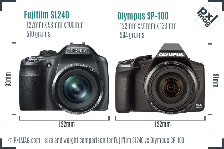 Fujifilm SL240 vs Olympus SP-100 size comparison Fujifilm SL240 vs Olympus SP-100 size comparison