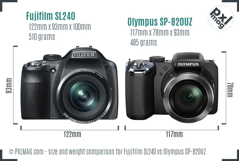 Fujifilm SL240 vs Olympus SP-820UZ size comparison
