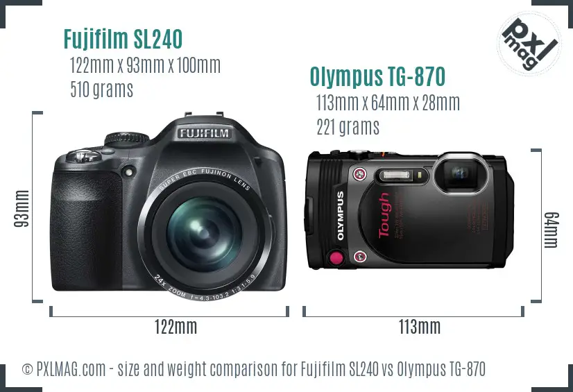 Fujifilm SL240 vs Olympus TG-870 size comparison