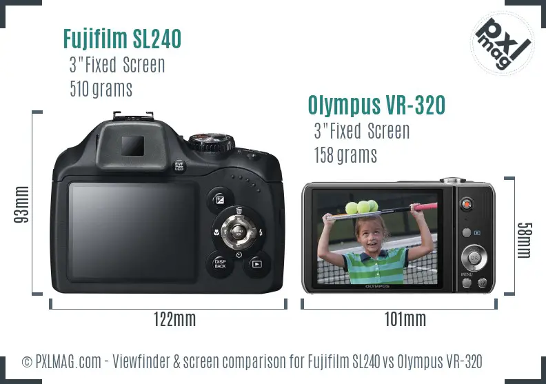 Fujifilm SL240 vs Olympus VR-320 Screen and Viewfinder comparison