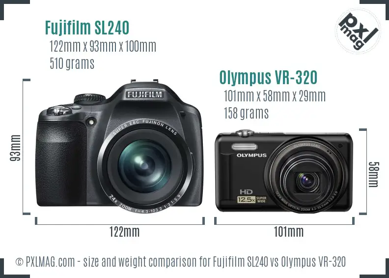 Fujifilm SL240 vs Olympus VR-320 size comparison