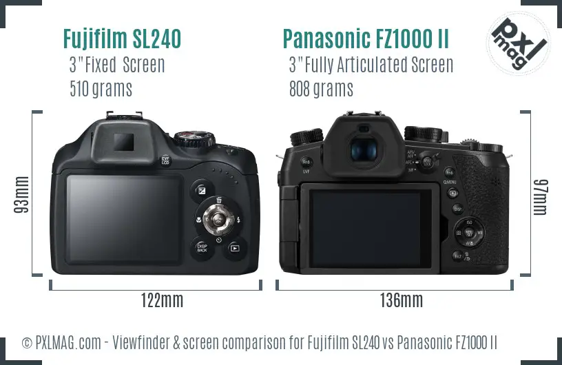 Fujifilm SL240 vs Panasonic FZ1000 II Screen and Viewfinder comparison