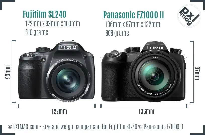 Fujifilm SL240 vs Panasonic FZ1000 II size comparison