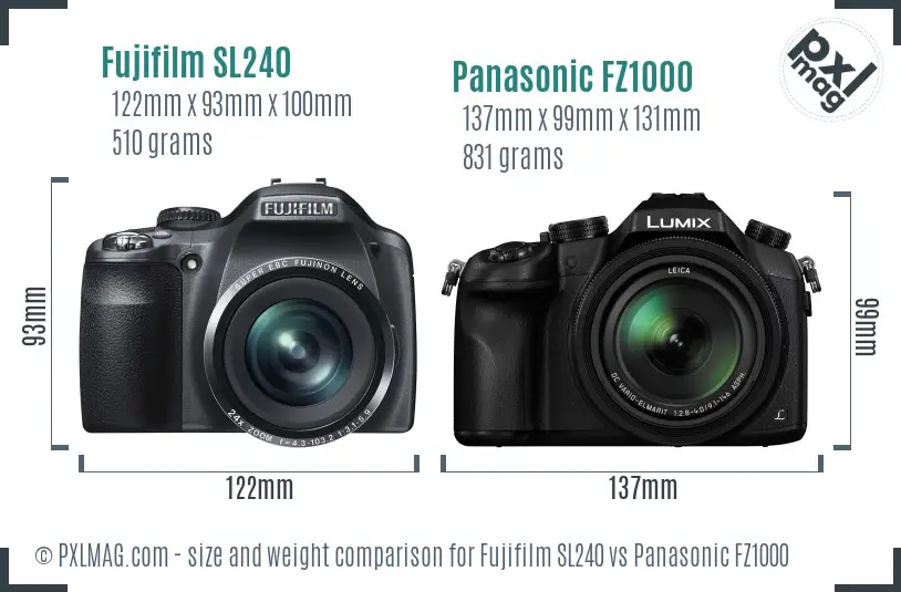 Fujifilm SL240 vs Panasonic FZ1000 size comparison Fujifilm SL240 vs Panasonic FZ1000 size comparison