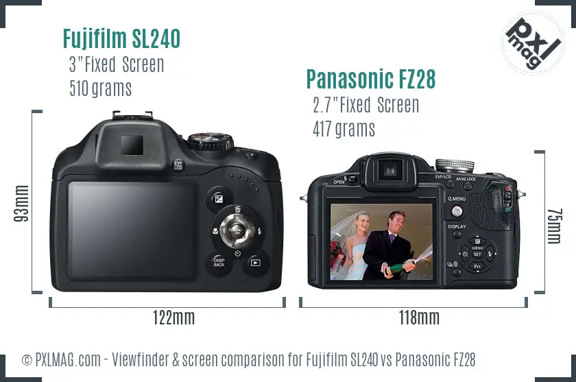 Fujifilm SL240 vs Panasonic FZ28 Screen and Viewfinder comparison Fujifilm SL240 vs Panasonic FZ28 Screen and Viewfinder comparison