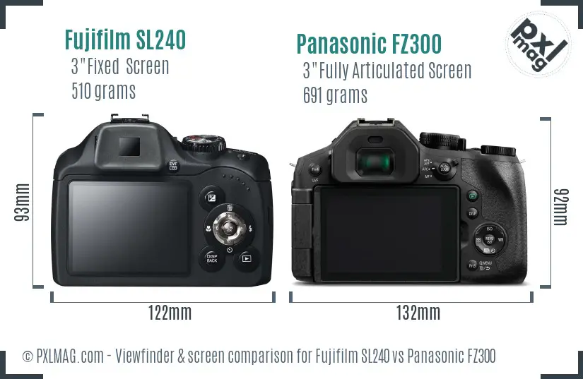 Fujifilm SL240 vs Panasonic FZ300 Screen and Viewfinder comparison