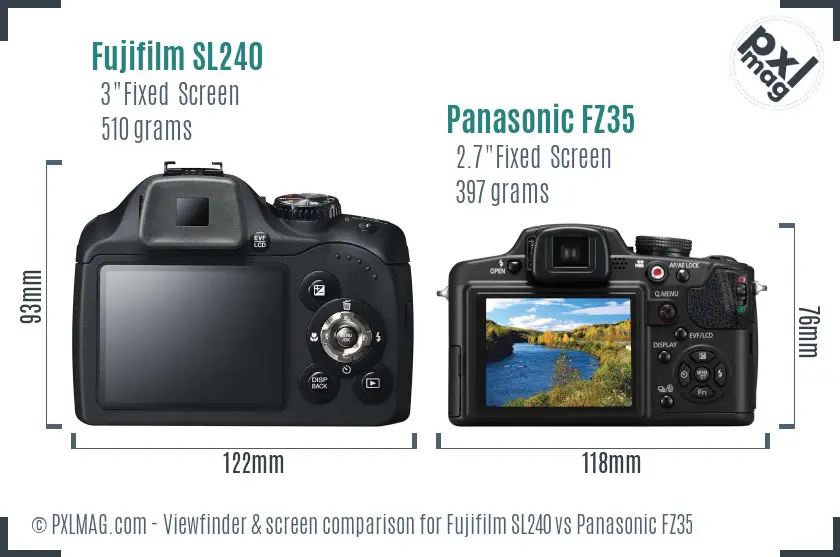 Fujifilm SL240 vs Panasonic FZ35 Screen and Viewfinder comparison Fujifilm SL240 vs Panasonic FZ35 Screen and Viewfinder comparison