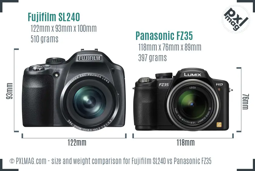Fujifilm SL240 vs Panasonic FZ35 size comparison Fujifilm SL240 vs Panasonic FZ35 size comparison
