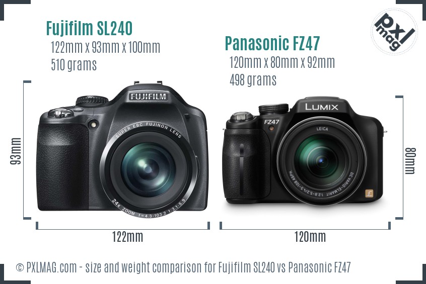 Fujifilm SL240 vs Panasonic FZ47 size comparison Fujifilm SL240 vs Panasonic FZ47 size comparison
