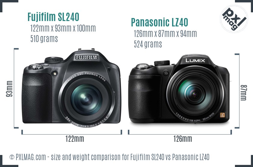 Fujifilm SL240 vs Panasonic LZ40 size comparison