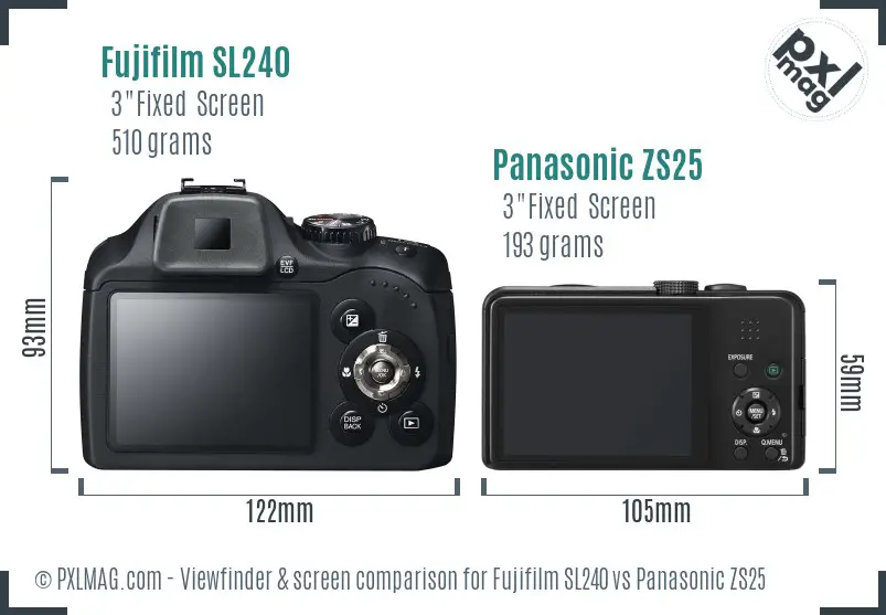 Fujifilm SL240 vs Panasonic ZS25 Screen and Viewfinder comparison Fujifilm SL240 vs Panasonic ZS25 Screen and Viewfinder comparison