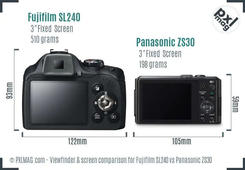 Fujifilm SL240 vs Panasonic ZS30 Screen and Viewfinder comparison Fujifilm SL240 vs Panasonic ZS30 Screen and Viewfinder comparison