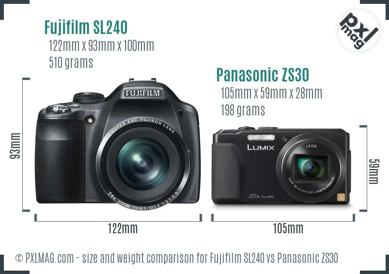 Fujifilm SL240 vs Panasonic ZS30 size comparison Fujifilm SL240 vs Panasonic ZS30 size comparison