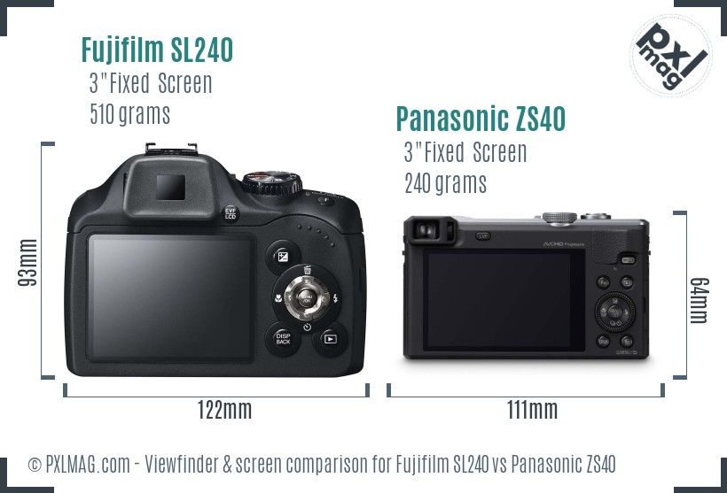 Fujifilm SL240 vs Panasonic ZS40 Screen and Viewfinder comparison