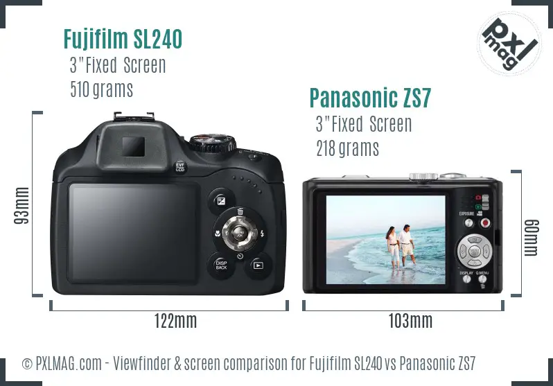 Fujifilm SL240 vs Panasonic ZS7 Screen and Viewfinder comparison