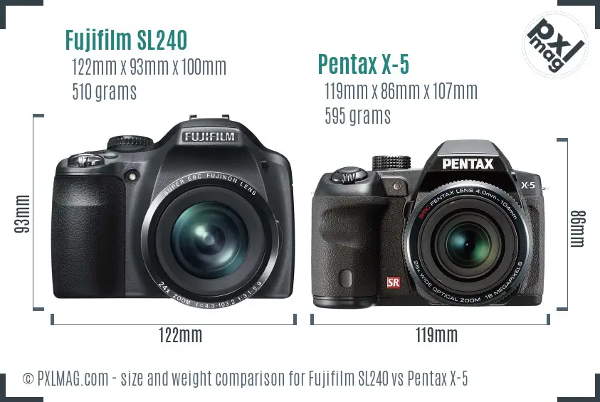 Fujifilm SL240 vs Pentax X-5 size comparison
