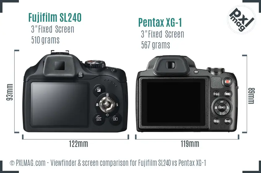 Fujifilm SL240 vs Pentax XG-1 Screen and Viewfinder comparison Fujifilm SL240 vs Pentax XG-1 Screen and Viewfinder comparison