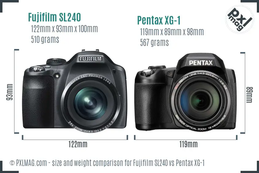 Fujifilm SL240 vs Pentax XG-1 size comparison Fujifilm SL240 vs Pentax XG-1 size comparison