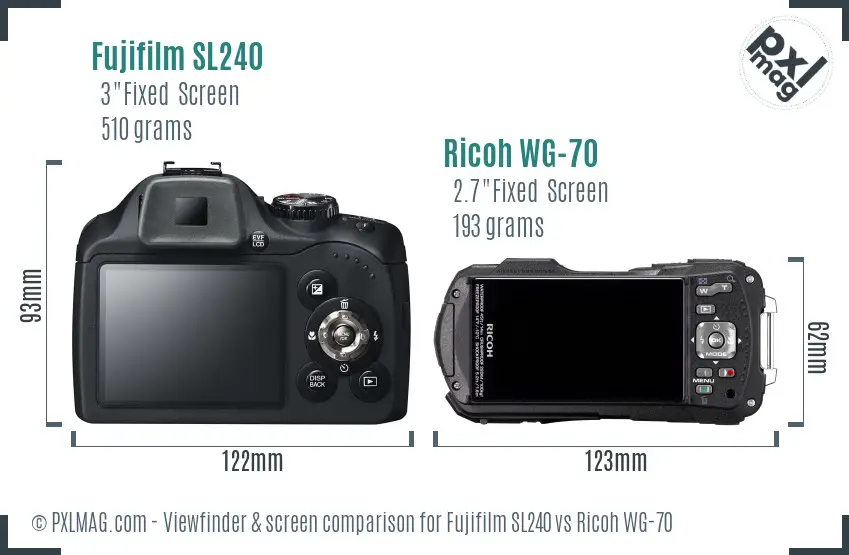 Fujifilm SL240 vs Ricoh WG-70 Screen and Viewfinder comparison