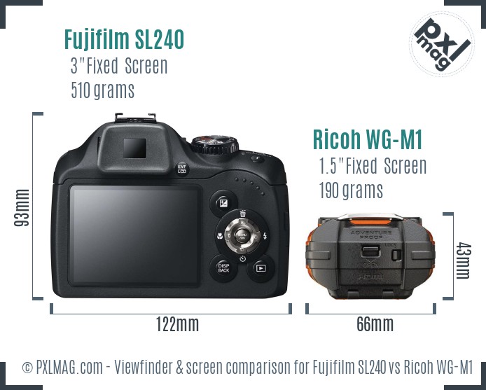 Fujifilm SL240 vs Ricoh WG-M1 Screen and Viewfinder comparison