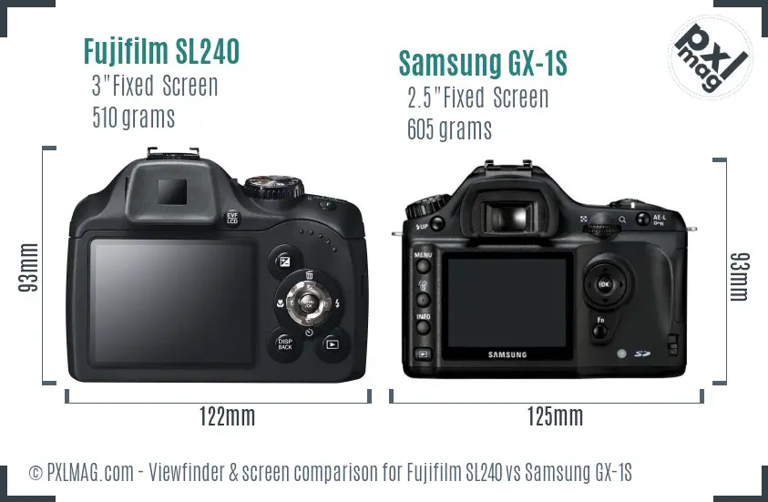 Fujifilm SL240 vs Samsung GX-1S Screen and Viewfinder comparison