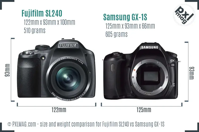 Fujifilm SL240 vs Samsung GX-1S size comparison