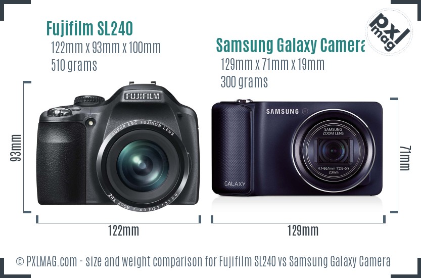 Fujifilm SL240 vs Samsung Galaxy Camera size comparison Fujifilm SL240 vs Samsung Galaxy Camera size comparison