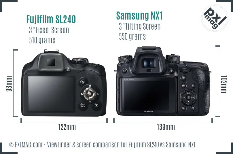 Fujifilm SL240 vs Samsung NX1 Screen and Viewfinder comparison