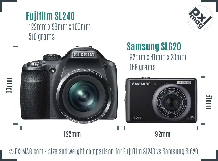 Fujifilm SL240 vs Samsung SL620 size comparison Fujifilm SL240 vs Samsung SL620 size comparison