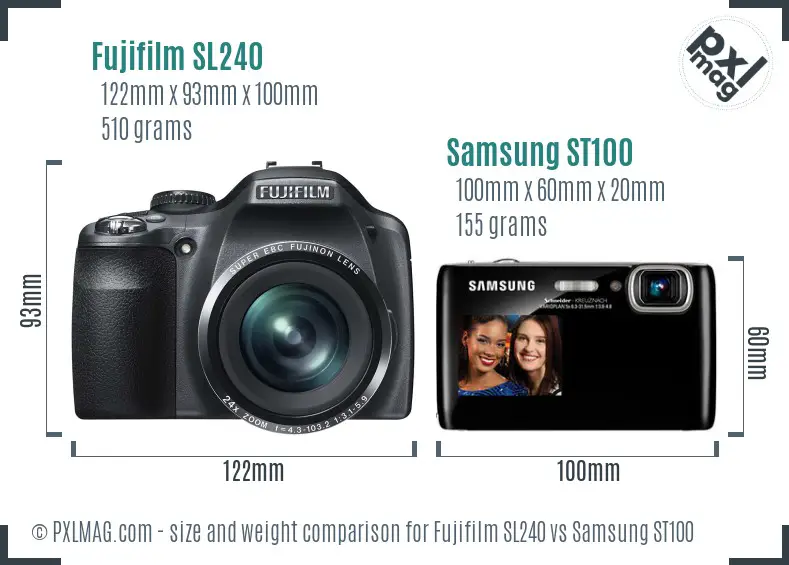 Fujifilm SL240 vs Samsung ST100 size comparison Fujifilm SL240 vs Samsung ST100 size comparison