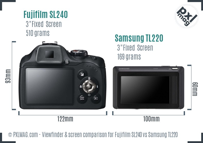 Fujifilm SL240 vs Samsung TL220 Screen and Viewfinder comparison