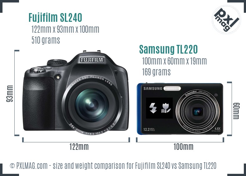 Fujifilm SL240 vs Samsung TL220 size comparison