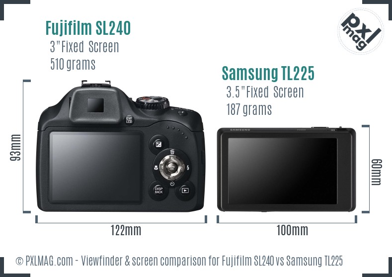 Fujifilm SL240 vs Samsung TL225 Screen and Viewfinder comparison