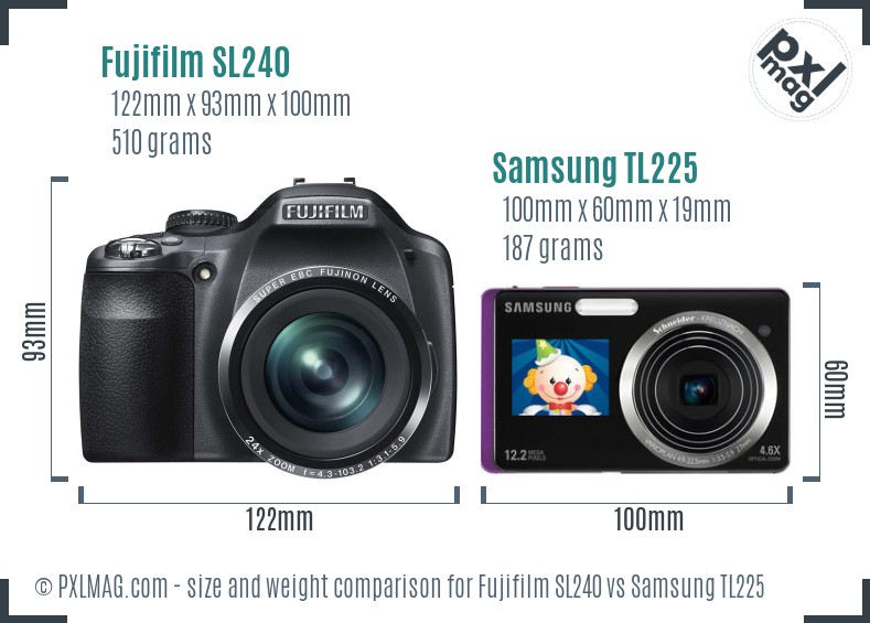 Fujifilm SL240 vs Samsung TL225 size comparison