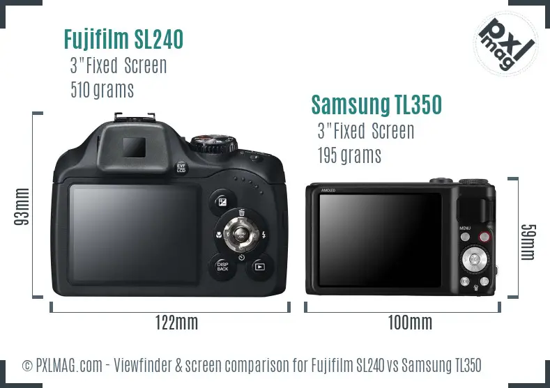 Fujifilm SL240 vs Samsung TL350 Screen and Viewfinder comparison